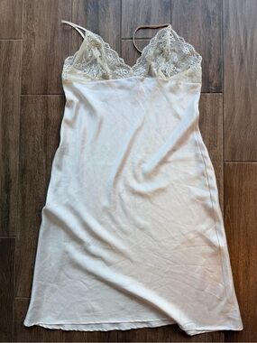 Calvin Klein Lace-Top Slip Dress in Ivory